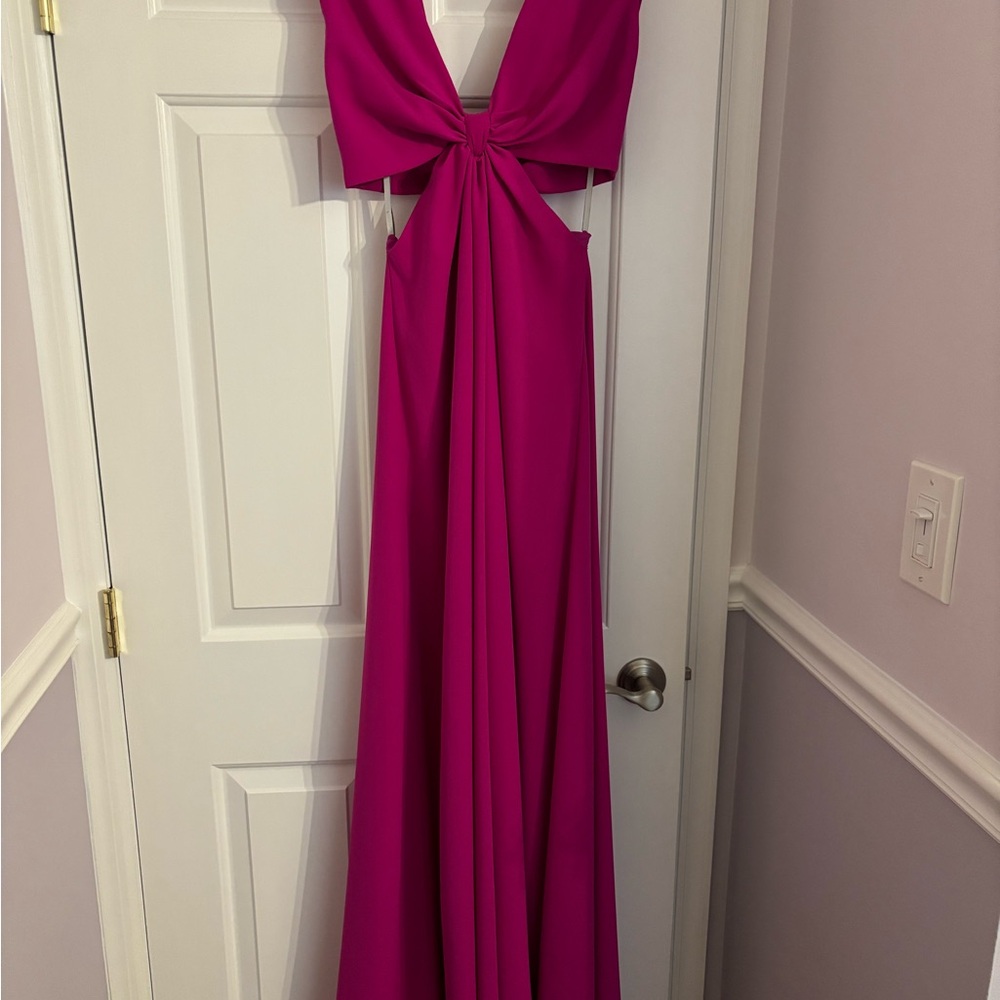 Monique Lhuillier Vibrant Pink Maxi Dress - Picture 5 of 7